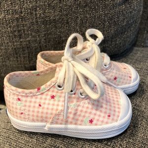 Keds Baby Hard Soled Tennis Shoes Sz 2 Pink Check